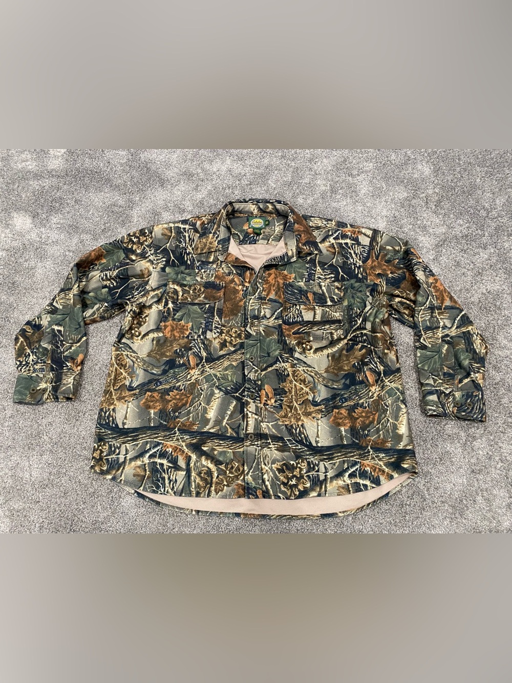 Cabela's Men's Seclusion 3D Long Sleeve Button Down Camo Shirt Green Brown 2XL